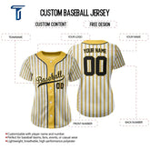 Custom Yellow White-Black Pinestripe Button Down Baseball Jersey for Women